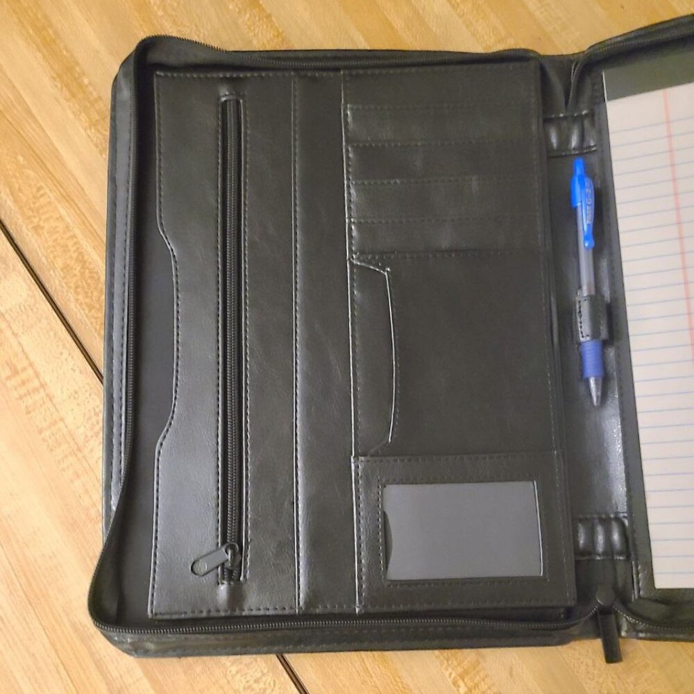 Black Zippered Business Portfolio - Picture 4 of 5